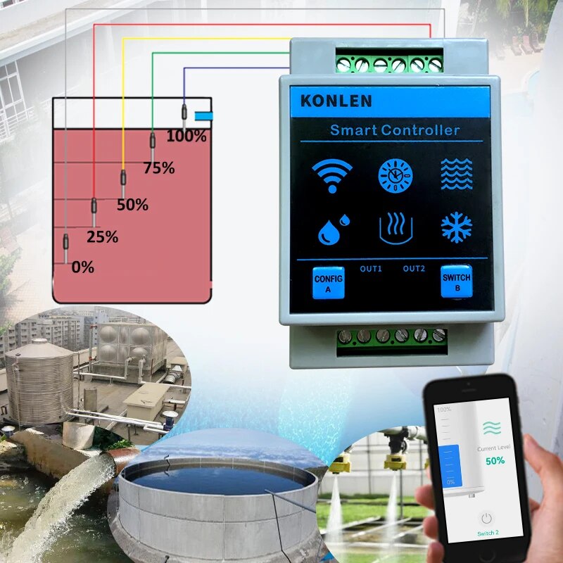 KONLEN Tuya Water Level Sensor - Water Alarm Sensor 评论和价格