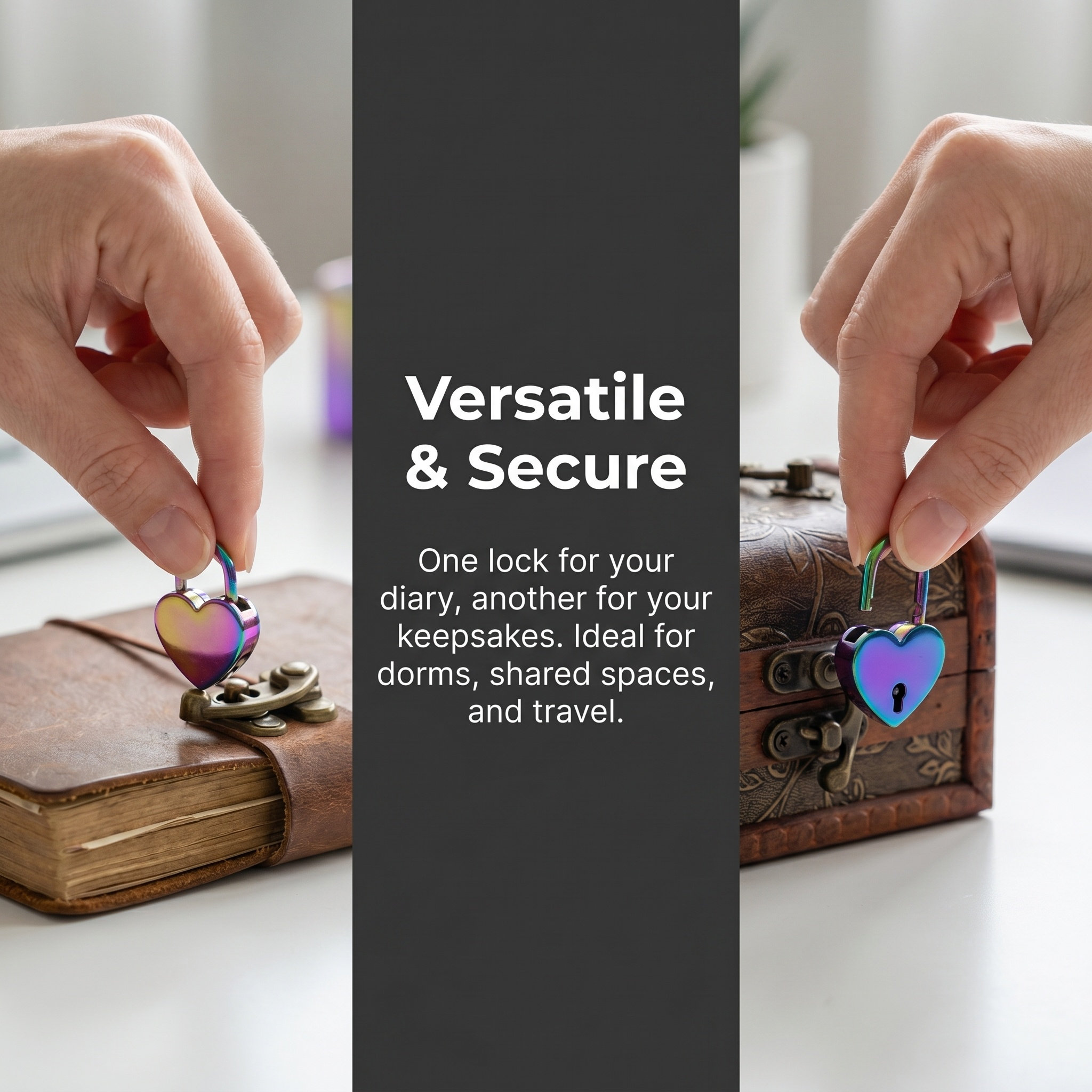 2Set Mini Heart Shaped Padlock - Lockbox Key Secure 评论和价格